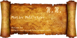 Matin Márton névjegykártya